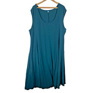 Old Navy Dress Size 3X Teal Green Scoop Neck Stretch Knit Midi Beachy Coastal